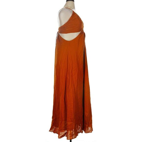 NWT Banana Republic Linen Halter Back Cut Out Fall Burnt Orange Dress Sz 14 NEW - Picture 3 of 9
